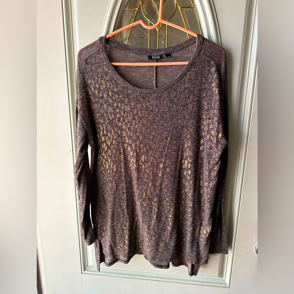 Gold embossed cheetah sweater LG